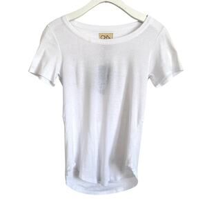 Chaser Women's White Lattice Grid Knit Open Back Short Sleeve T-Shirt Size XS